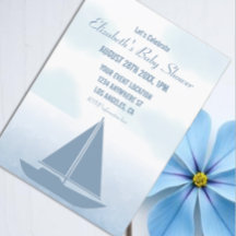 Zeilboot Blauw Aquarel Jongens Baby Shower