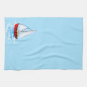 Zeilboot blauw kustwater theedoek (Horizontaal)