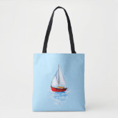 Zeilboot blauw kustwater tote bag (Voorkant)