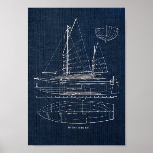 Zeilboot Blauwdruk no.1 Poster (Voorkant)