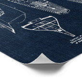 Zeilboot Blauwdruk nr. 2 Nautische Wandinrichting Poster (Hoek)