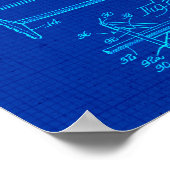 Zeilboot Blauwdruk nr. 3 Nautische Thema Art Poster (Hoek)