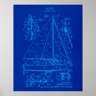 Zeilboot Blauwdruk nr. 3 Nautische Thema Art Poster