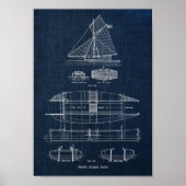 Zeilboot Blauwdruk nr. 3 Poster (Voorkant)