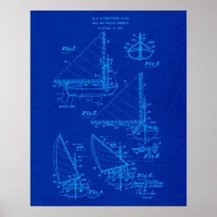 Zeilboot Blauwdruk nr. 4 Nautisch Thema Poster
