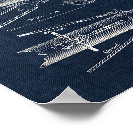 Zeilboot blauwdruk nr. 4 Nautische Wandkunst Poster (Hoek)