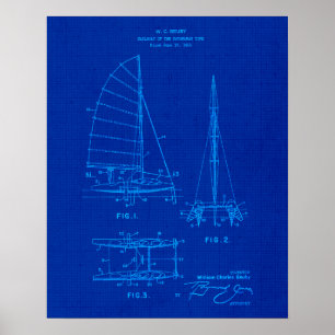 Zeilboot Blauwdruk nr. 6 Kustthema Kunst Poster