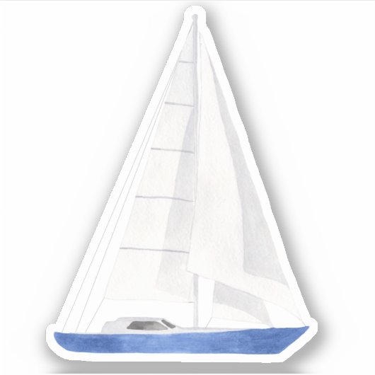 Zeilboot Blauwe Jacht Vinyl Sticker (Voorkant)