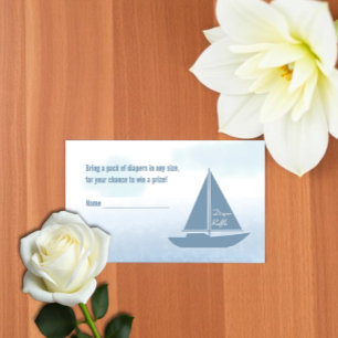 Zeilboot Blauwe Jongen Baby Shower Luier Raffle Informatiekaartje