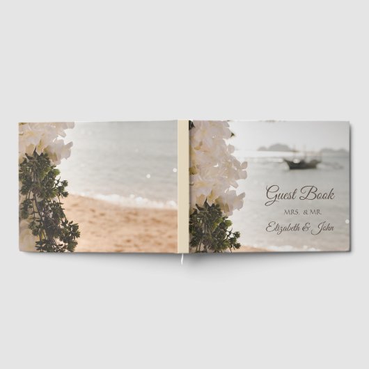 Zeilboot Bloemen Strand Bruiloft Gastenboek (Volledig)