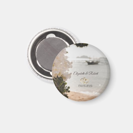 Zeilboot Bloemen Strand Bruiloft Magneet (Voorkant / Achterkant)