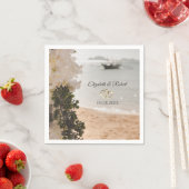 Zeilboot Bloemen Strand Bruiloft Servet (Insitu)