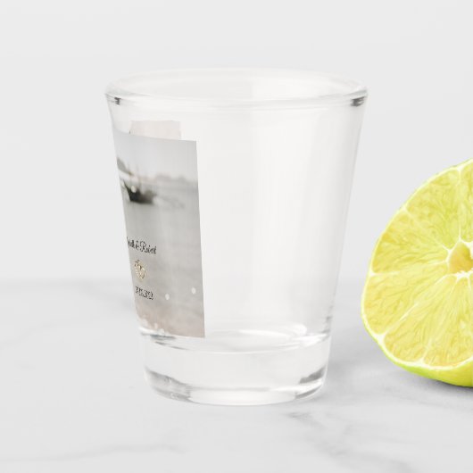 Zeilboot Bloemen Strand Bruiloft Shot Glas (Rechts)