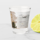 Zeilboot Bloemen Strand Bruiloft Shot Glas (Voorkant)
