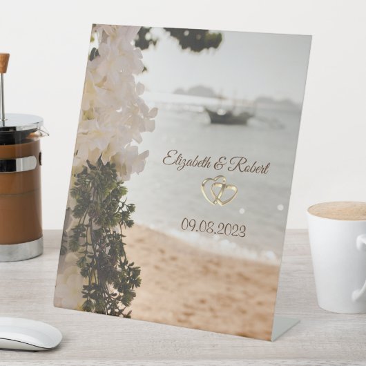 Zeilboot Bloemen Strand Reclamebord Met Voetstuk (Insitu)