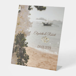 Zeilboot Bloemen Strand Reclamebord Met Voetstuk