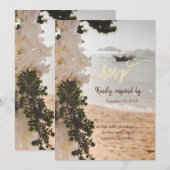 Zeilboot Bloemen Strand RSVP Kaart (Voorkant / Achterkant)