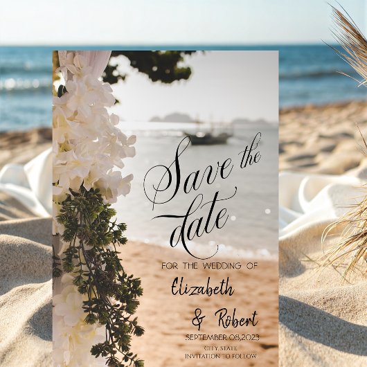 Zeilboot Bloemen Strand Save the Date