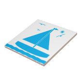 Zeilboot Blue Tegeltje (Zijkant)