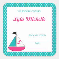 Zeilboot Boek Bord Monogram Turquoise Pink Girls