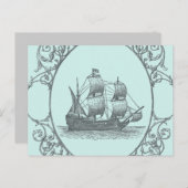  zeilboot Boy Pirate verjaardagsfeestje Uitnodiging Briefkaart (Voorkant / Achterkant)