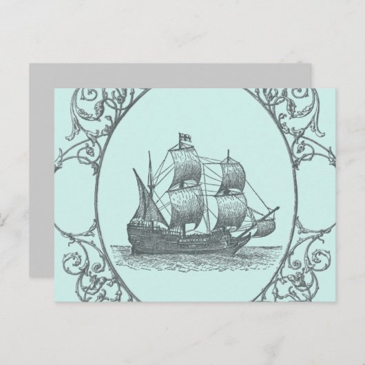  zeilboot Boy Pirate verjaardagsfeestje Uitnodiging Briefkaart (Voorkant / Achterkant)