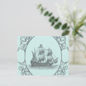  zeilboot Boy Pirate verjaardagsfeestje Uitnodiging Briefkaart (Staand voorkant)