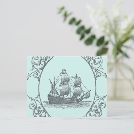  zeilboot Boy Pirate verjaardagsfeestje Uitnodiging Briefkaart (Staand voorkant)