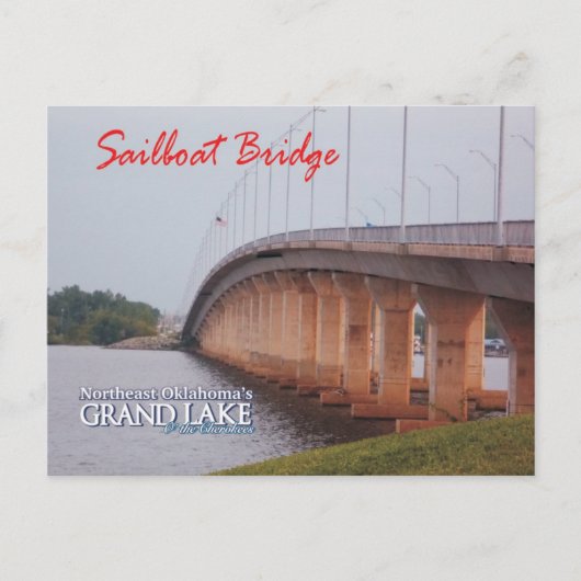 Zeilboot Bridge Grove Oklahoma ansichtkaart 2 Briefkaart (Voorkant)