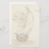  zeilboot briefpapier (Voorkant / Achterkant)
