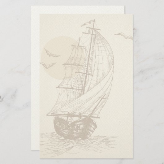  zeilboot briefpapier (Voorkant / Achterkant)