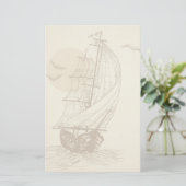  zeilboot briefpapier (Staand voorkant)