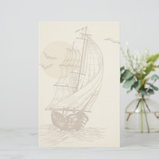  zeilboot briefpapier (Staand voorkant)
