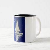 Zeilboot cadeau cadeau tweekleurige koffiemok (Voorkant rechts)