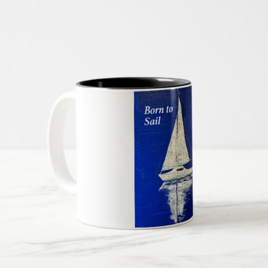 Zeilboot cadeau cadeau tweekleurige koffiemok (Voorkant links)