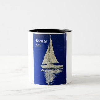 Zeilboot cadeau cadeau tweekleurige koffiemok