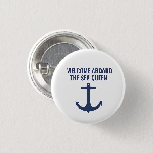 Zeilboot Cadeau Welkom Aan Boord Nautilische Anker Ronde Button 3,2 Cm (Voorkant /achterkant)