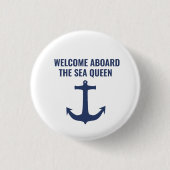 Zeilboot Cadeau Welkom Aan Boord Nautilische Anker Ronde Button 3,2 Cm (Voorkant)