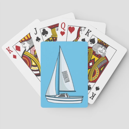 Zeilboot cartoon illustratie pokerkaarten (Achterkant)