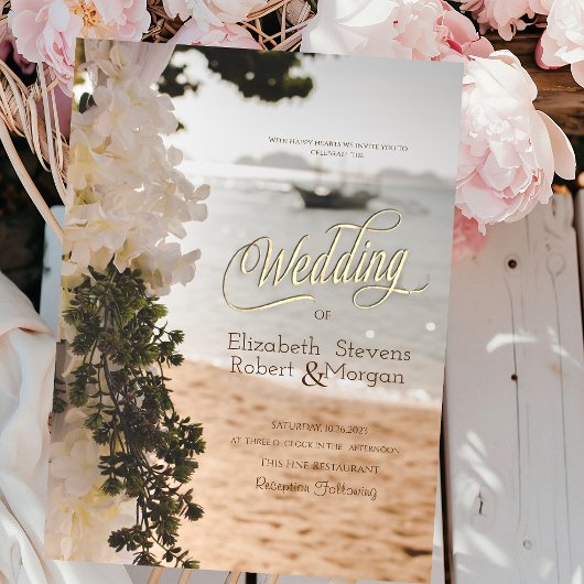 Zeilboot Chic Bloemen Strand Bruiloft Kaart
