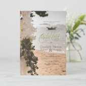 Zeilboot Chic Bloemen Strand Bruiloft Kaart (Staand voorkant)