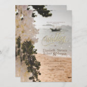 Zeilboot Chique Bloemen Strand Bruiloft Kaart (Voorkant / Achterkant)