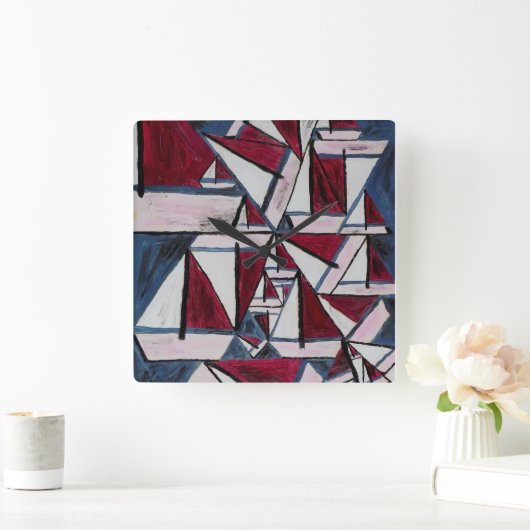 Zeilboot Clock Vierkante Klok (Huis)