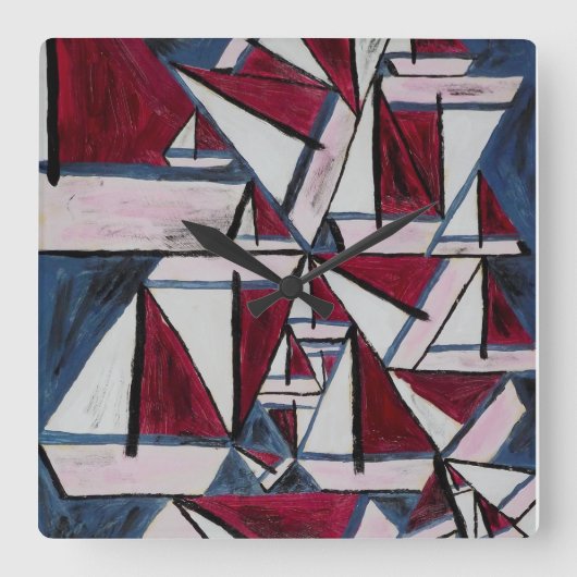 Zeilboot Clock Vierkante Klok (Voorkant)