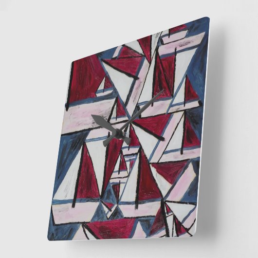 Zeilboot Clock Vierkante Klok (Hoek)