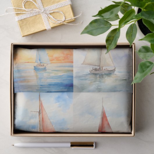 Zeilboot Collage 1 Decoupage papier (Geschenk)