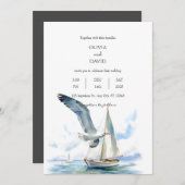 Zeilboot cruise met zeemeeuw oceaan bruiloft kaart (Voorkant / Achterkant)