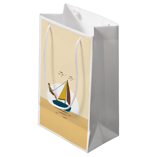 Zeilboot Custom Gift Tassen Klein Cadeauzakje (Voorkant Gekanteld)