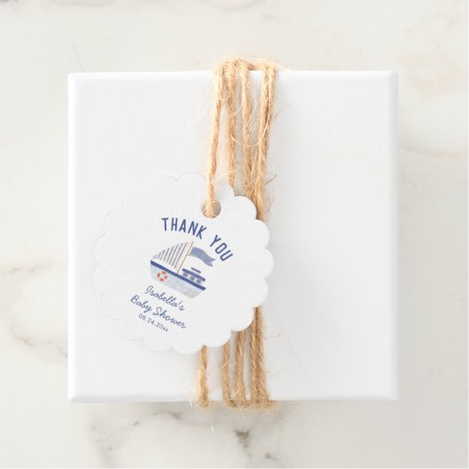 Zeilboot Dank je Jongen Baby shower Bedankjes Labels (In situ)