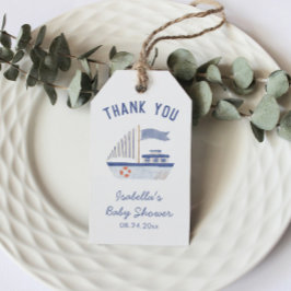 Zeilboot Dank je Jongen Baby shower Cadeaulabel